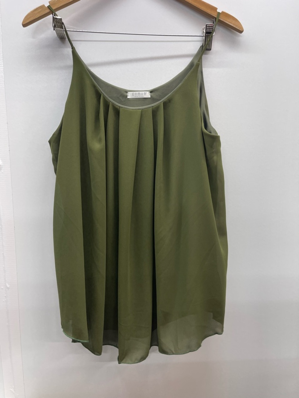 Eimin Pleated Olive Green Camisole with‎ Adjustable Straps